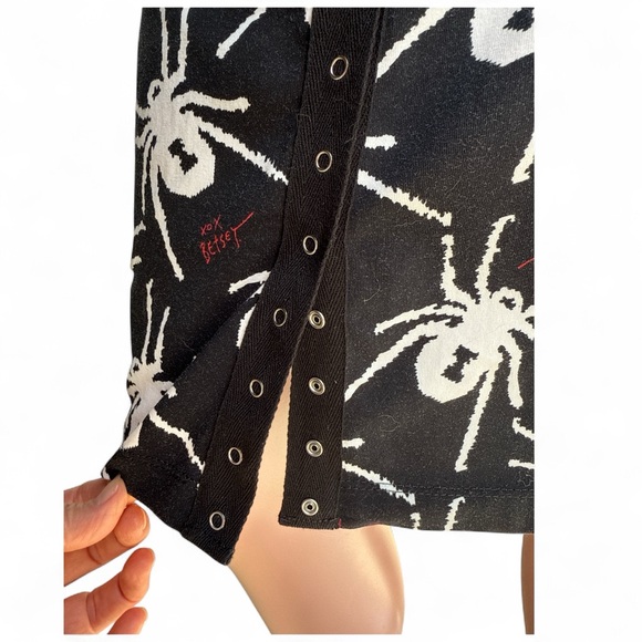 Betsey Johnson black widow dress spider padded bra snap up Sz L fits M Bodycon - Picture 11 of 17